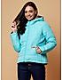 KOTTY Blue Solid Nylon Women Winter Padded Jacket