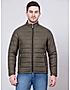 KOTTY Mens Solid Nylon Olive Green Puffer Jacket