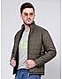 KOTTY Mens Solid Nylon Olive Green Puffer Jacket