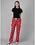 KOTTY Red Cotton Blend Printed Sleepwear Women Pyjama