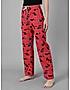 KOTTY Red Cotton Blend Printed Sleepwear Women Pyjama