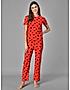 KOTTY Red Cotton Printed Women Pyjama