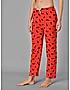 KOTTY Red Cotton Printed Women Pyjama