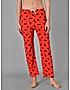 KOTTY Red Cotton Printed Women Pyjama