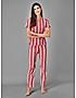 KOTTY Red Cotton Striped Women Pyjama