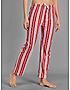 KOTTY Red Cotton Striped Women Pyjama