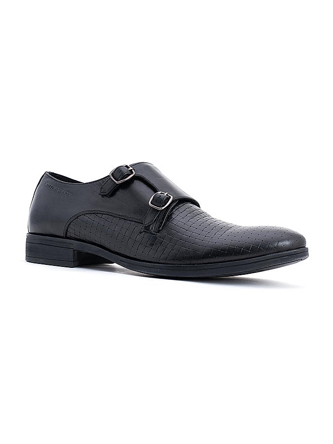 British Walkers Black Leather Formal Monk Shoe for Men (5800226)