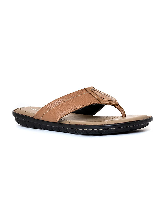 British Walkers Brown Leather Flip Flops for Men (6550264)