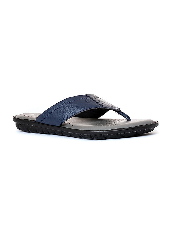 British Walkers Navy Blue Leather Flip Flops for Men (6550269)