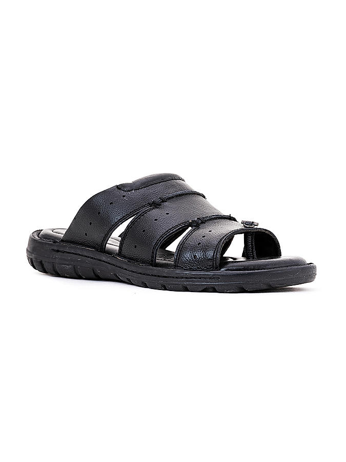 British Walkers Black Leather Slip On Sandal for Men (5050096)