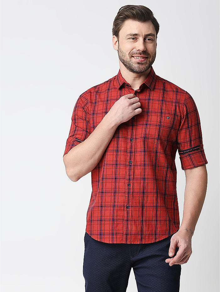 Buy Slim Fit Check Orange Shirts for Men Online at Killer Jeans 495458