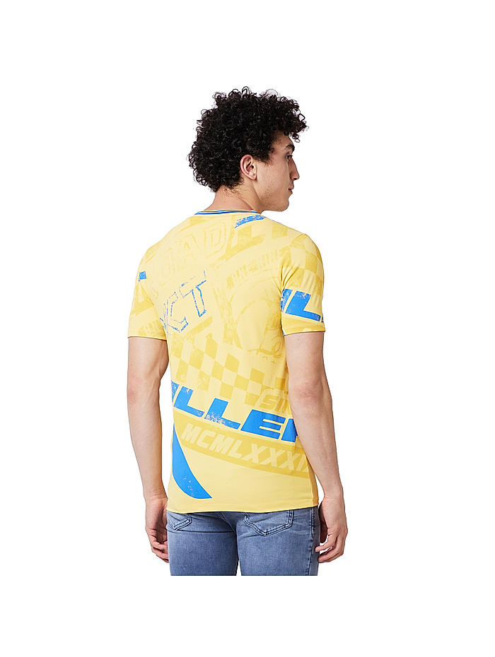 Buy Yellow Printed Round Neck Casual T Shirts Online at Killer Jeans 528716
