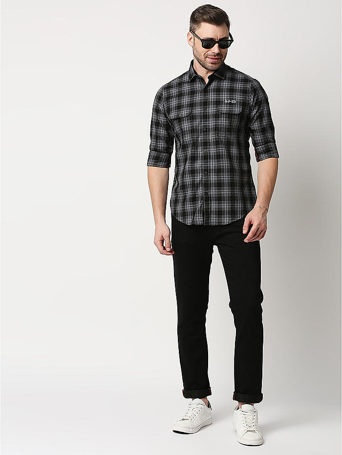 Buy Slim Fit Check Black Shirts for Men Online at Killer Jeans