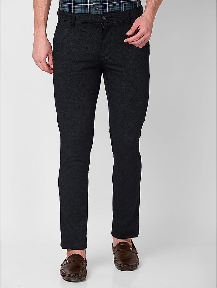 Buy Slim Fit Black Solid Trousers for Men Online at Killer Jeans 544405