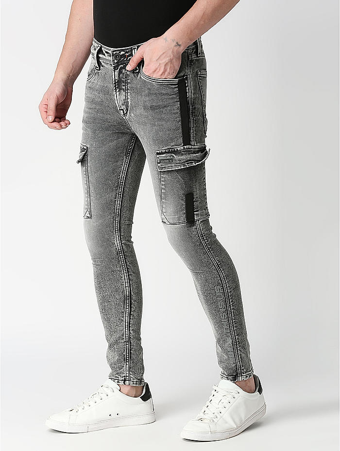 Buy Black Solid Slim fit Cargo Jeans for Men Online at Killer Jeans  499459
