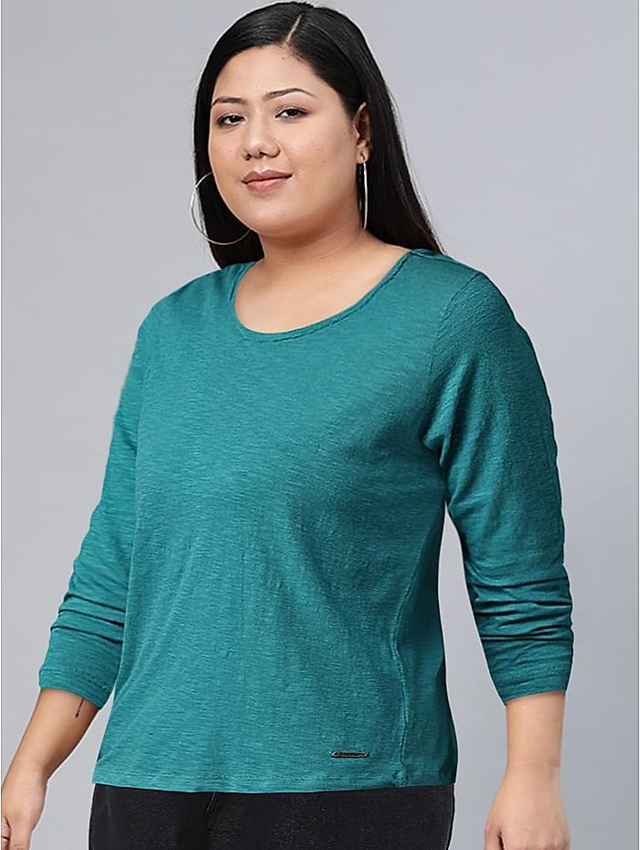 Roadster Women Teal Green Solid Styled Back Top