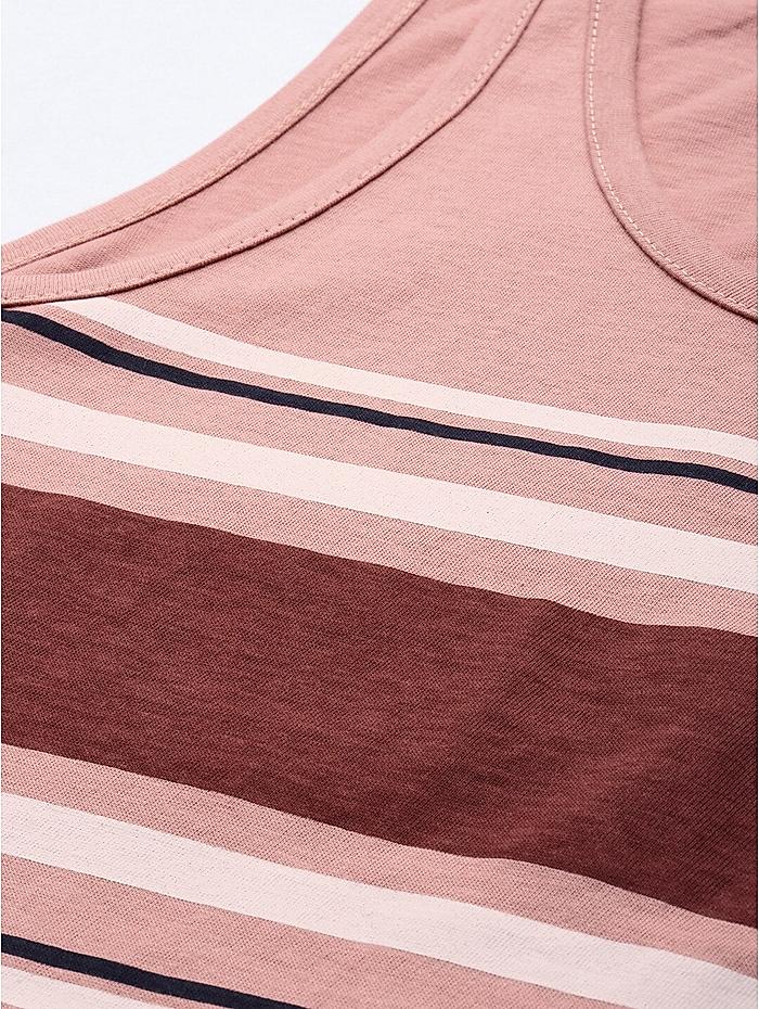 The Roadster Lifestyle Co Pink  Brown Striped Regular Top