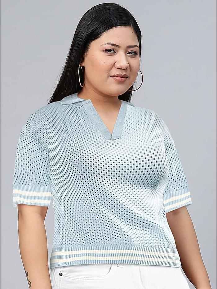 Roadster Deep Blue Self-Design Craftcore Top