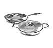 Preethi Metallica Collection Triply Stainless Steel set, 26 cm Kadai with Glass Lid, 26 cm Fry Pan, Gas & Induction Compatible, Metal Spatula Friendly with 5 year product warranty