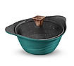 Preethi Artistic Collection Die Cast Non Stick Kadai, 24 cm ,With Glass Lid, 5 Star Non Stick Effect, Cook & Serve, Ocean Green