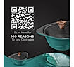 Preethi Artistic Collection Die Cast Non Stick Kadai, 24 cm ,With Glass Lid, 5 Star Non Stick Effect, Cook & Serve, Ocean Green