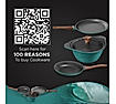 Preethi Artistic Collection Die Cast Non Stick Set , 27 cm Tawa, 24 cm Fry Pan, Kadai 24 cm With Glass Lid, 5 Star Non Stick Effect, Cook & Serve, Ocean Green