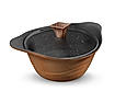 Preethi Artistic Collection Die Cast Non Stick Kadai, 24 cm ,With Glass Lid, 5 Star Non Stick Effect, Cook & Serve, Earthy Brown