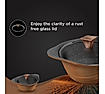 Preethi Artistic Collection Die Cast Non Stick Kadai, 24 cm ,With Glass Lid, 5 Star Non Stick Effect, Cook & Serve, Earthy Brown