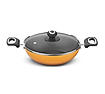 Preethi Dura Collection Non Stick Kadai, 26 cm, With Glass Lid, Gas & Induction Compatible, 5 Star Non Stick Effect, Turmeric Yellow