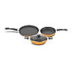 Preethi Dura Collection Non Stick Set, 28 cm Tawa, 26 cm Frying Pan, 26 cm Kadai, With Glass Lid, Gas & Induction Compatible, 5 Star Non Stick Effect, Turmeric Yellow