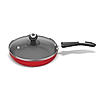 Preethi Dura Collection Non Stick Fry Pan, 24 cm, With Glass Lid, Gas & Induction Compatible, 5 Star Non Stick Effect, Chilly Red