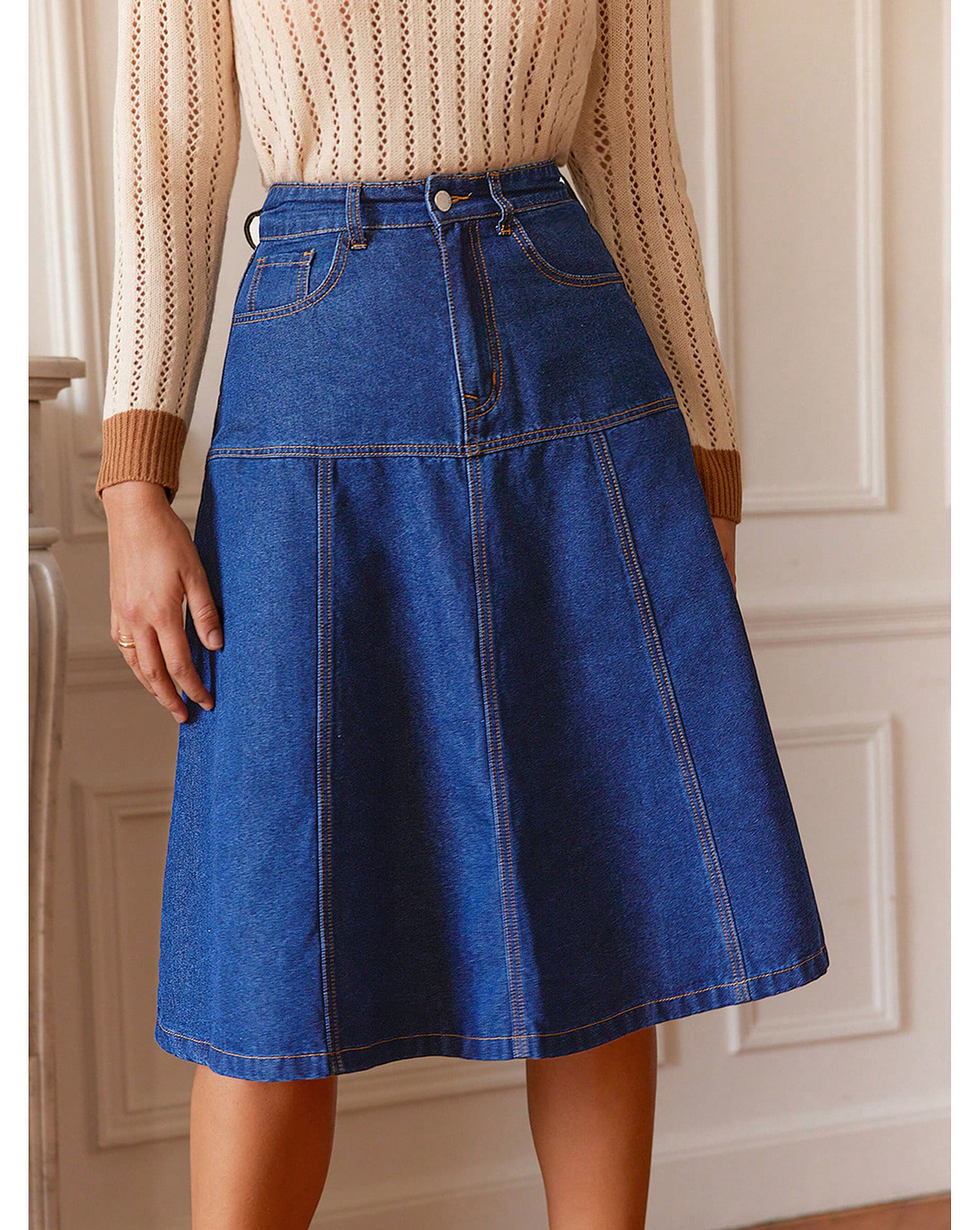 Kotty Solid Women Regular Blue Skirt