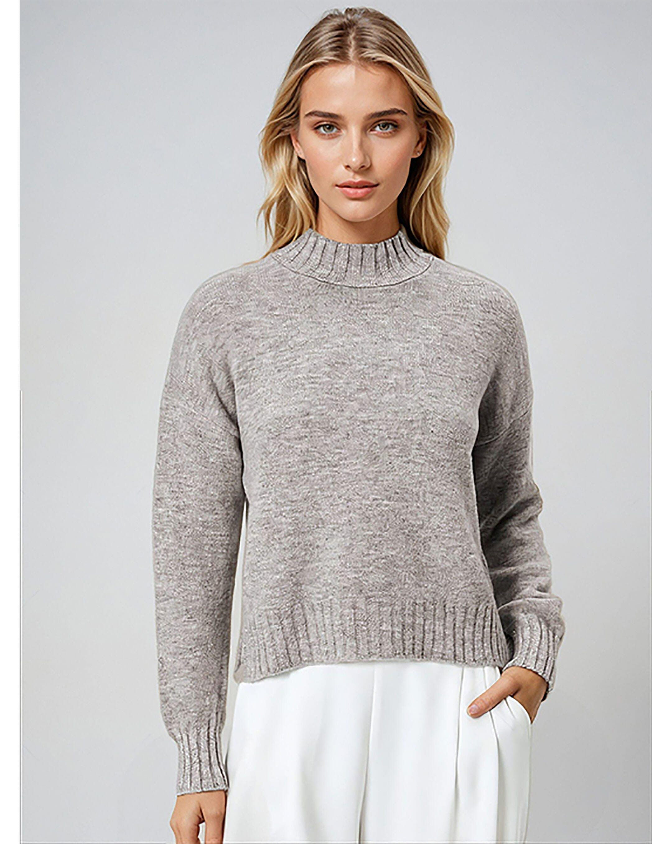 KOTTY Womens Taupe Striped Knit Sweater Casual Everyday Comfort