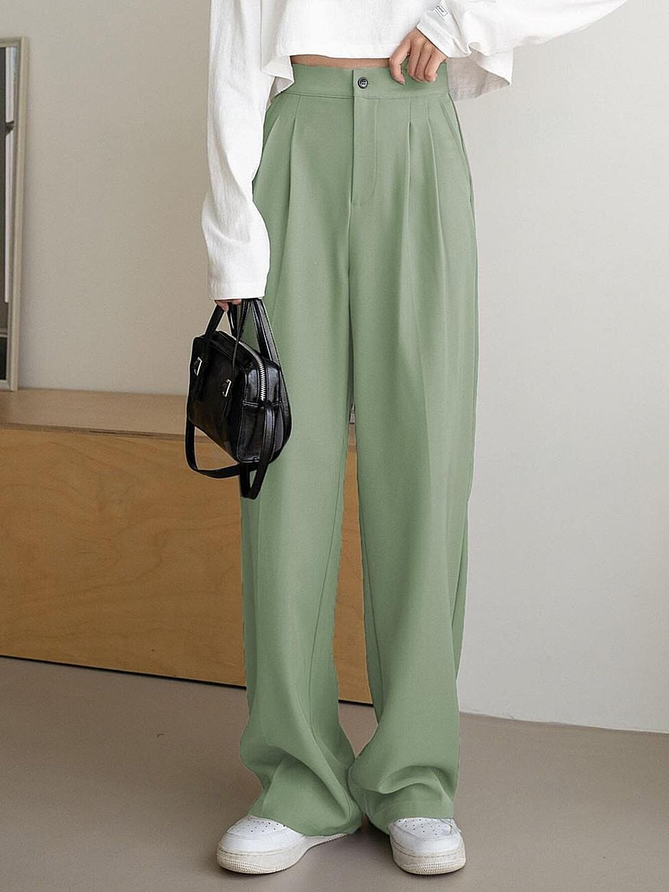 Kotty Straight Fit Women Green Trousers