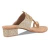 Rocia Gold shimmer strap one toe block heels
