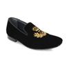 Imperio Men's Black Embroidered Suede Loafers