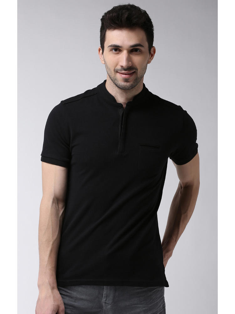 black solid polo t shirt