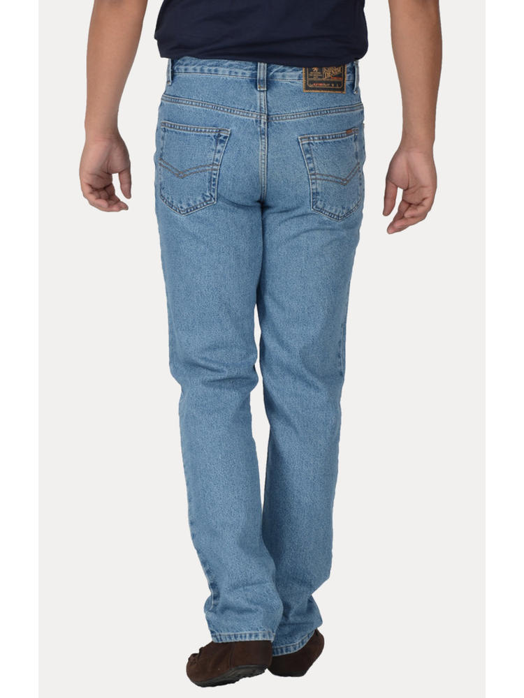 Stone Blue Solid Straight Jeans