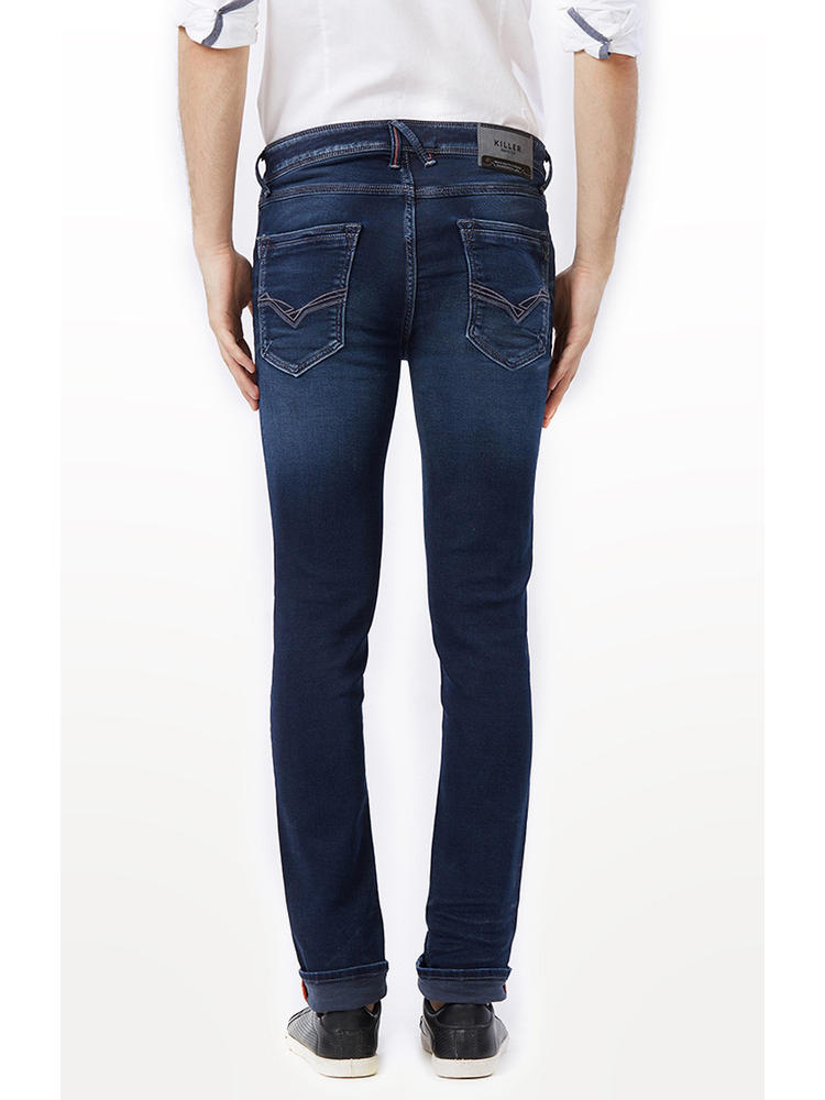 Blue Solid Straight Jeans