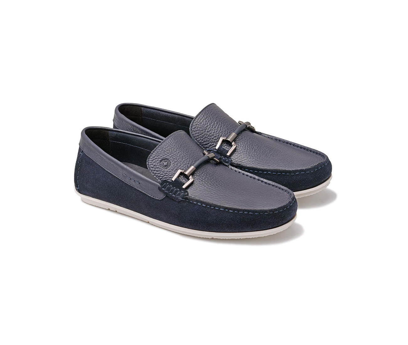 black and blue loafers