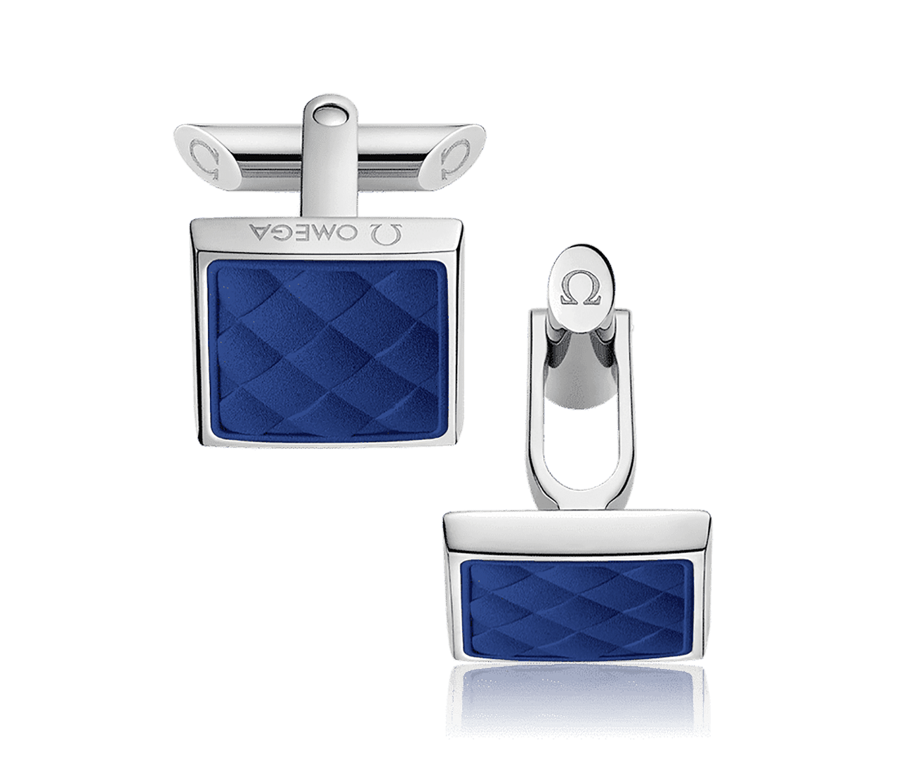 Stainless Steel  Electric Blue Rubber Cufflinks