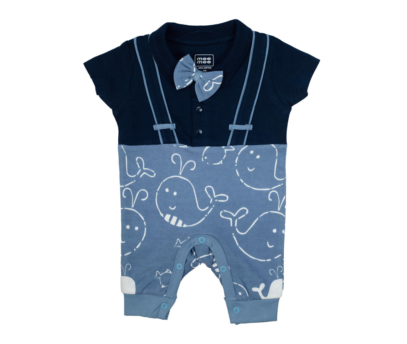Mee Mee Kids Dolphin Print Romper With Suspenders And Bow