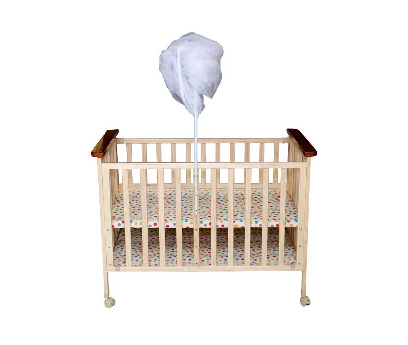 mee mee baby wooden cot with swing & mosquito net