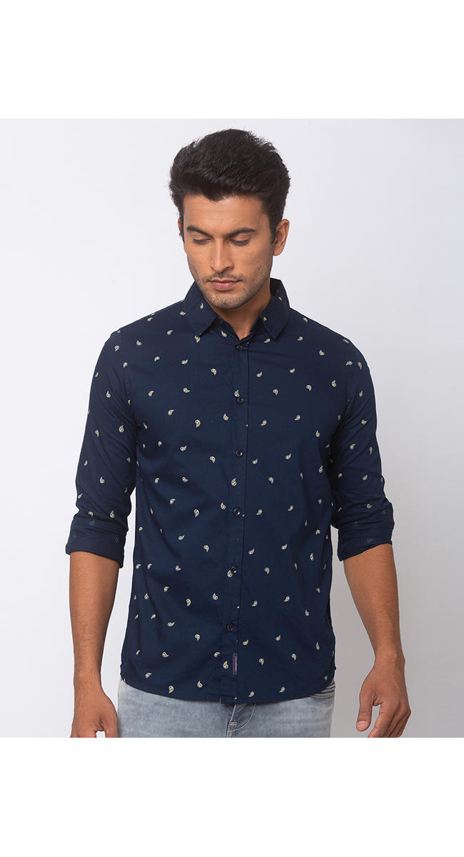 spykar navy blue shirt