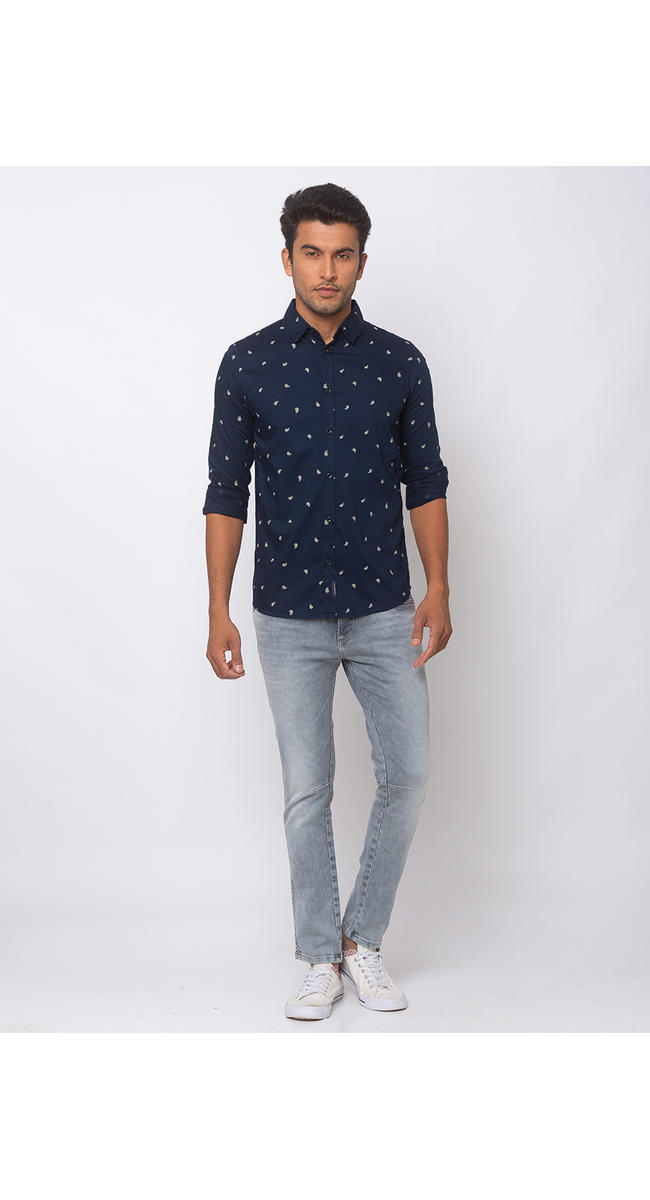 spykar navy blue shirt