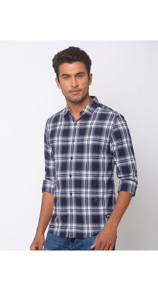 spykar navy blue shirt