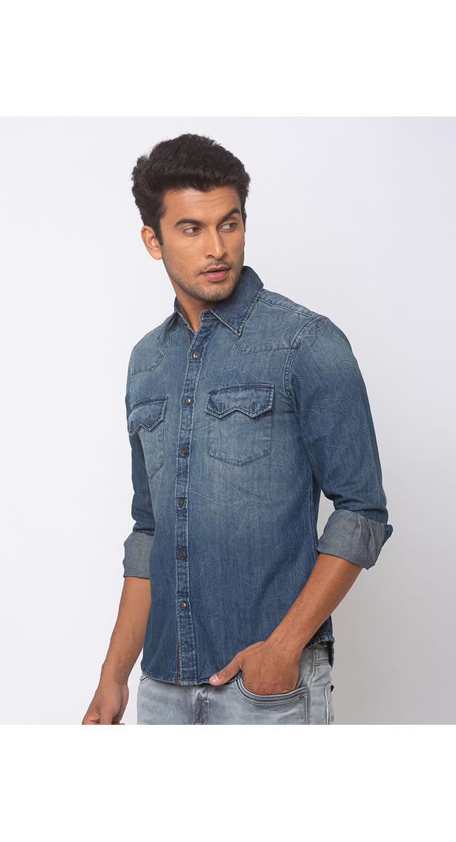 blue slim fit shirt