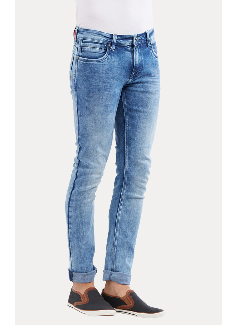 Stone Blue Solid Straight Jeans