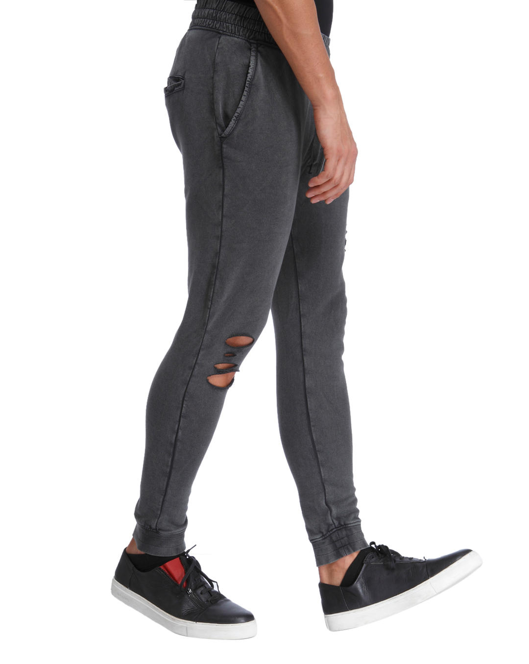 ripped grey sweatpants