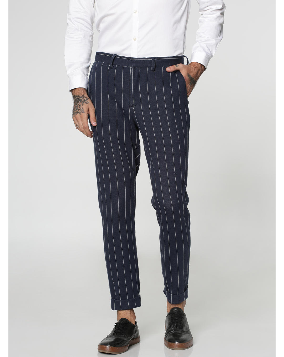 men's striped slim fit trousers